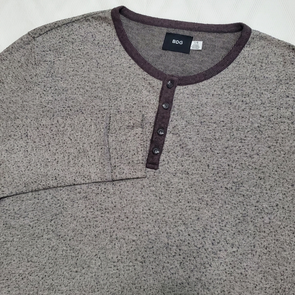 Asos BDG Henley Shirt Marled Brown Mens Large